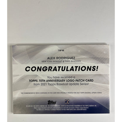 2021-22 Topps 70th Anniversary Commemorative Patch Alex Rodriguez