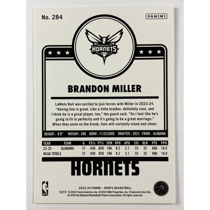 2023-24 Hoops Brandon Miller RC