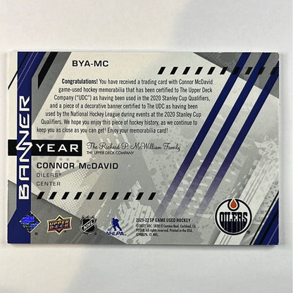 2021-22 SP Game Used Connor McDavid Banner Year Stanley Cup Playoffs Banner / Patch