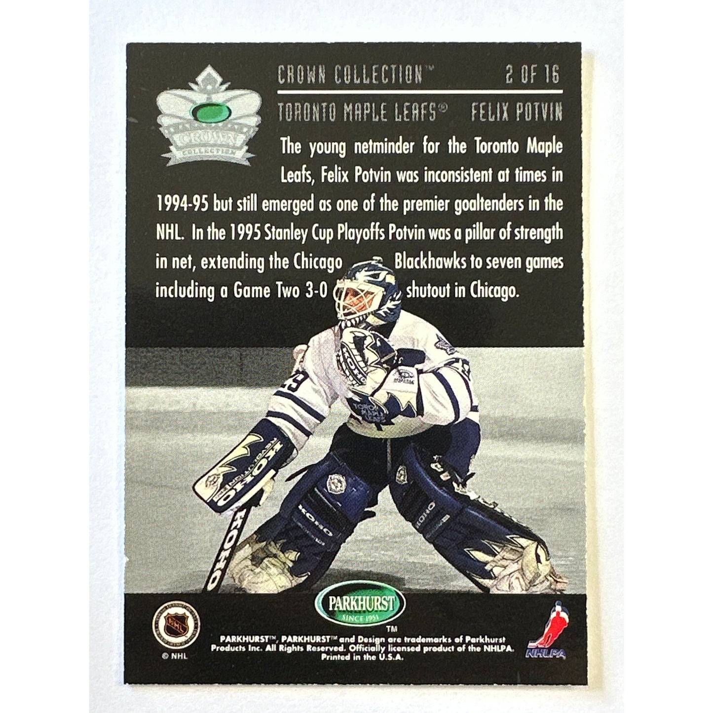 1995-96 Parkhurst Felix Potvin Crown Collection