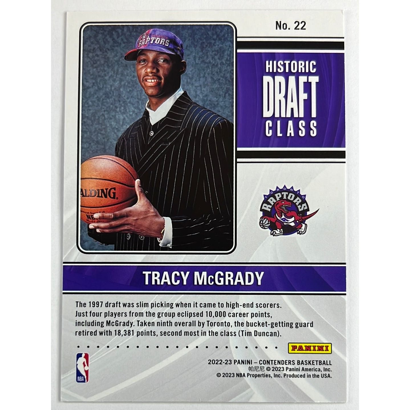 2022-23 Contenders Tracy McGrady Historic Draft Class