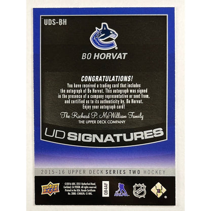 2015-16 Series 2 Bo Horvat UD Signatures
