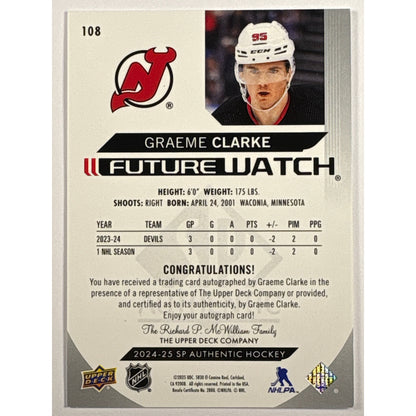 2024-25 SP Authentic Graeme Clarke Future Watch /999