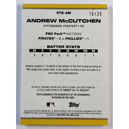 2026 Topps Series 2 Andrew McCutchen Game Used Plate Patch Auto /25