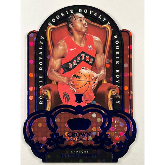 2021-22 Crown Royale Scottie Barnes Sapphire Speckle Holo Die-Cut Rookie Royalty /75