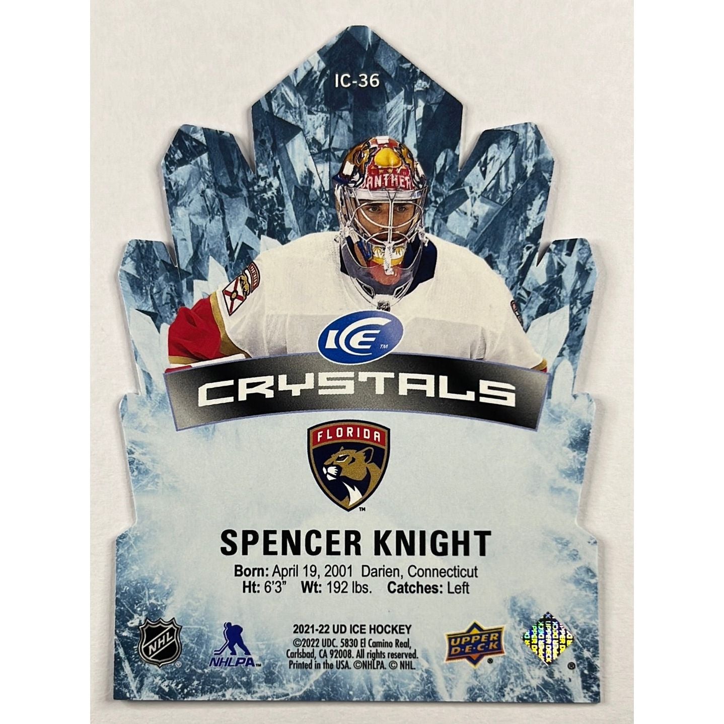 2021-22 ICE Spencer Knight Ice Crystals Die Cut