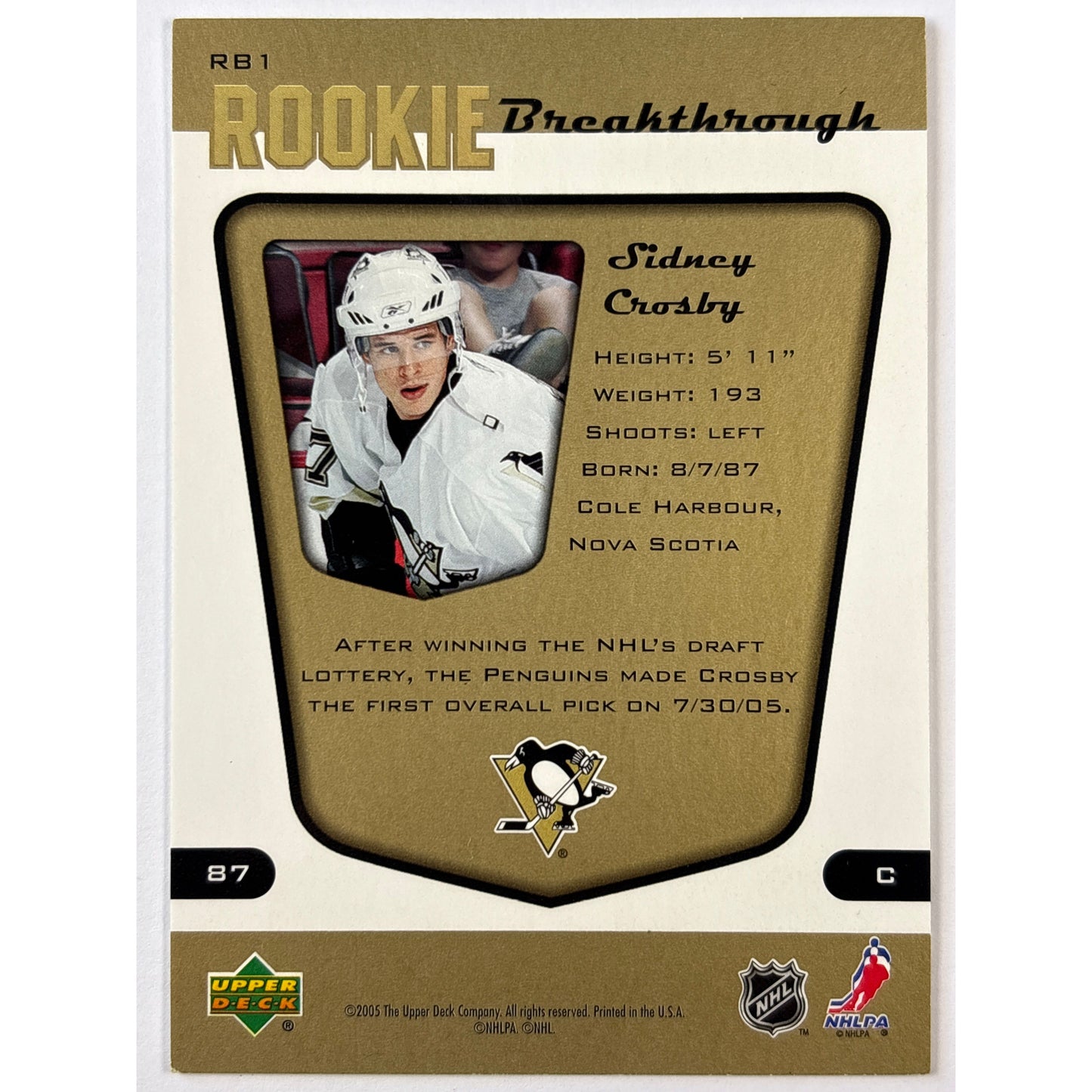 2005-06 MVP Sidney Crosby Rookie Breakthrough RC
