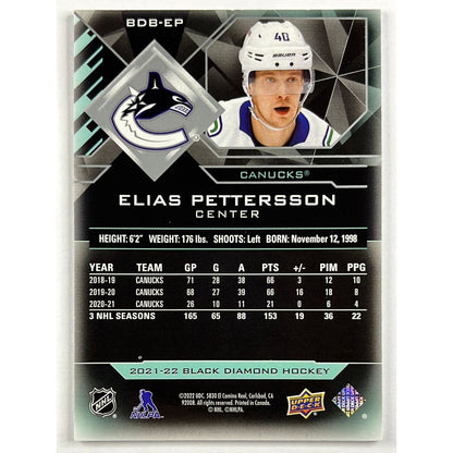 2021-22 Black Diamond Elias Pettersson Gold Foil /50