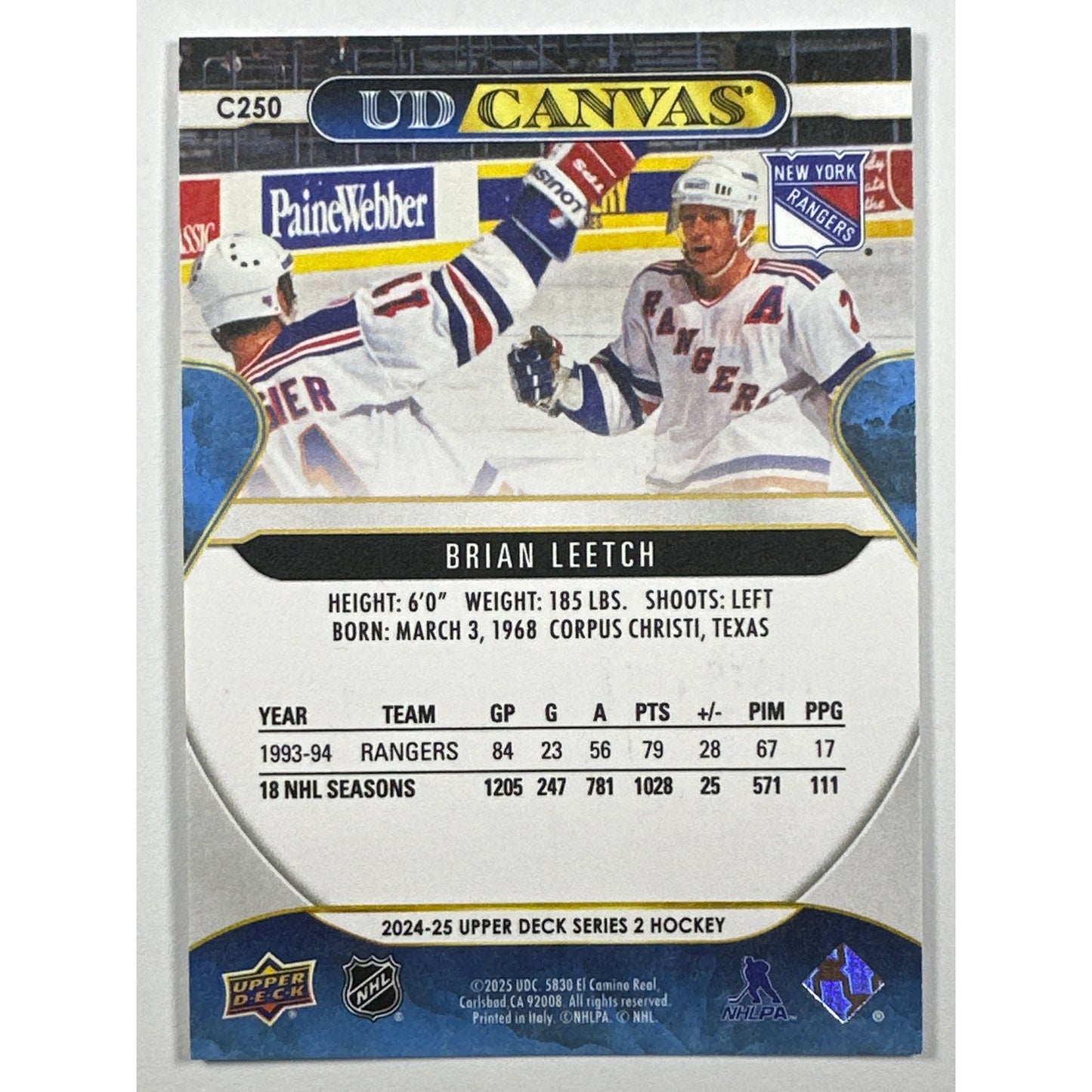 2024-25 Series 2 Brian Leetch UD Canvas
