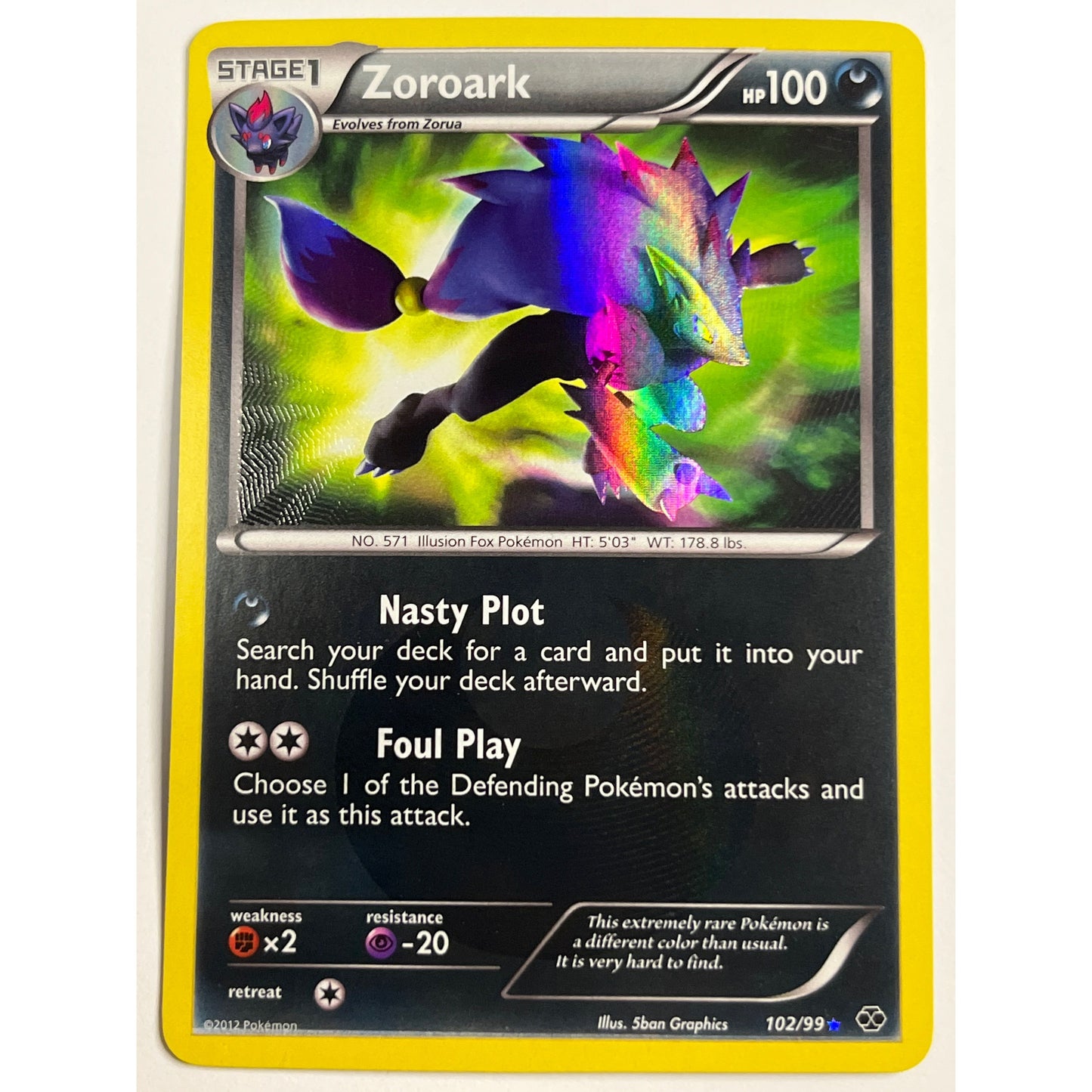 Zoroark Holo Secret Rare 102/99
