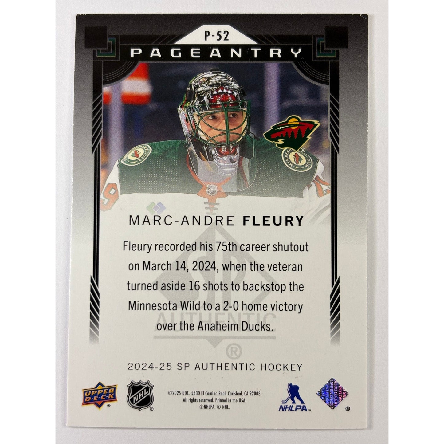 2024-25 SP Authentic Marc Andre Fleury Red Pageantry Foil