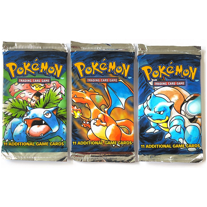 Pokémon 1999 WOTC Base Set Unlimited Edition 3 Pack Art Set w/ 2 HEAVY Packs