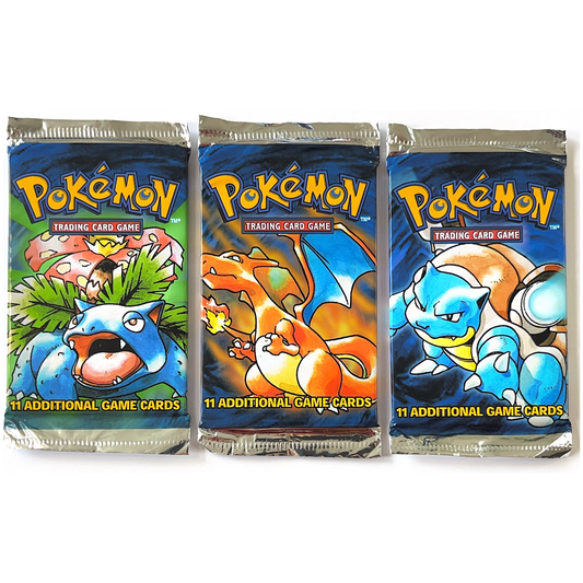 Pokémon 1999 WOTC Base Set Unlimited Edition 3 Pack Art Set w/ 2 HEAVY Packs