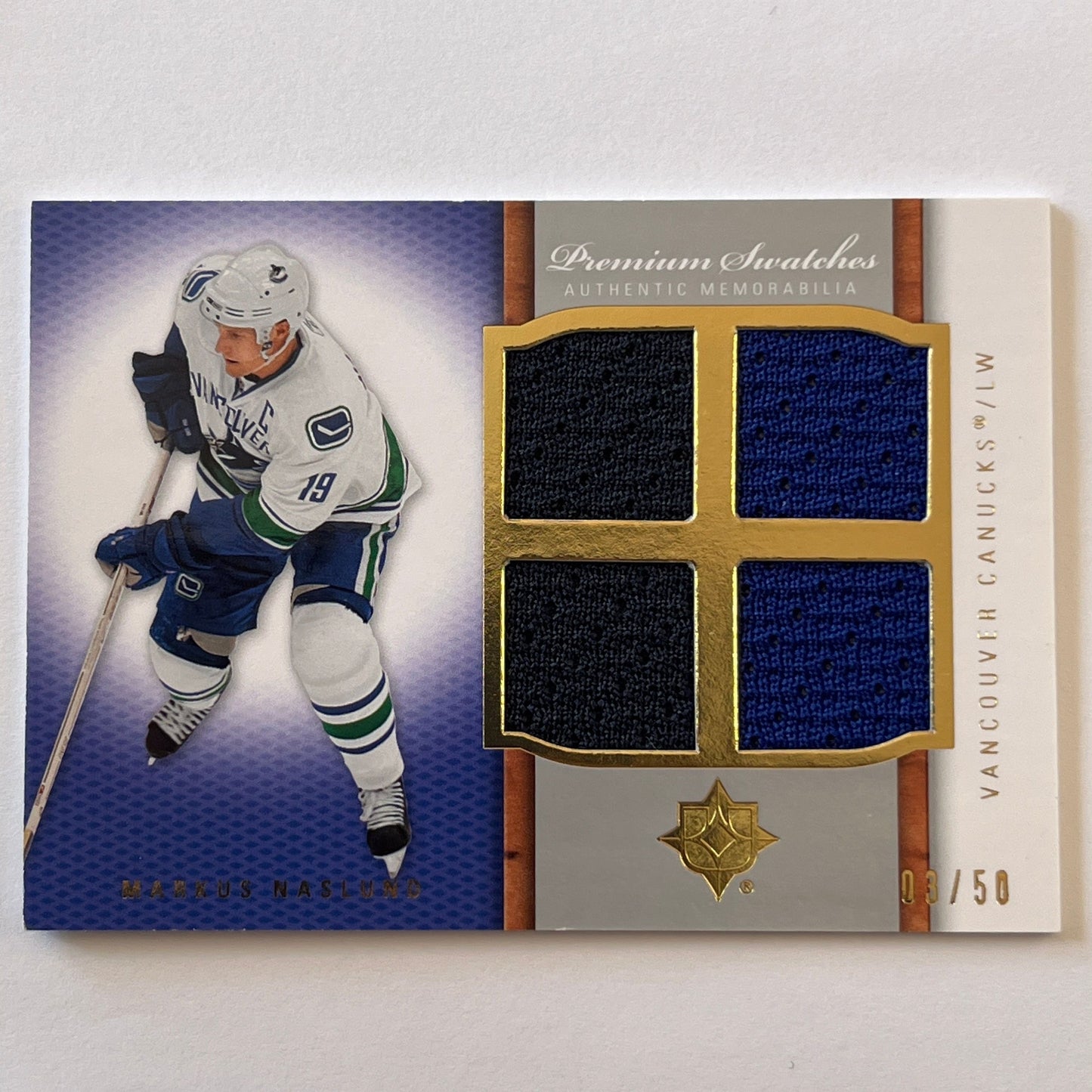 2007-08 Ultimate Collection Markus Naslund Premium Swatches Authentic Memorabilia /50