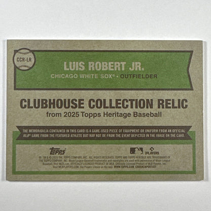 2025 Topps Heritage Luis Robert Jr. Clubhouse Collection Relic /99