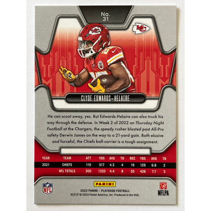 2022 Playbook Clyde Edwards-Helaire Gold Foil /49