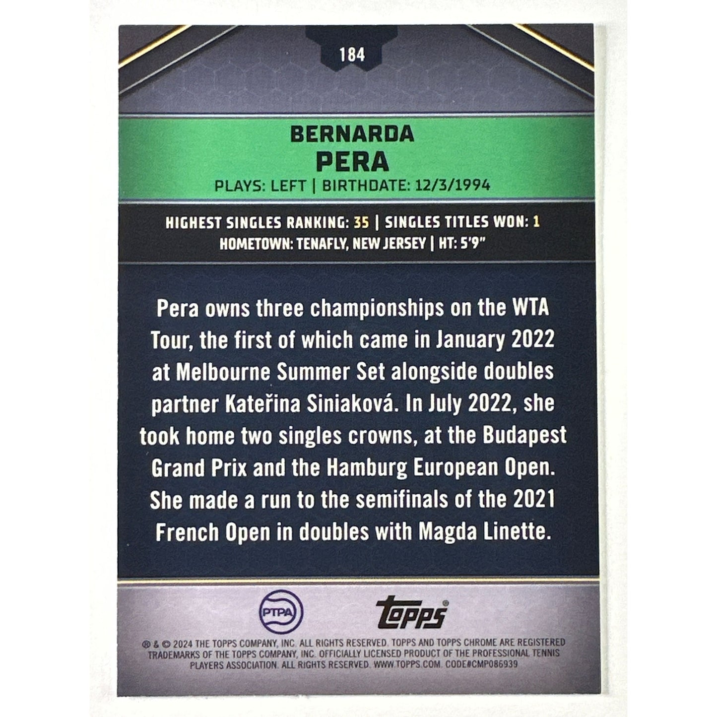 2024 Topps Graphite Bernarda Pera Refractor /199