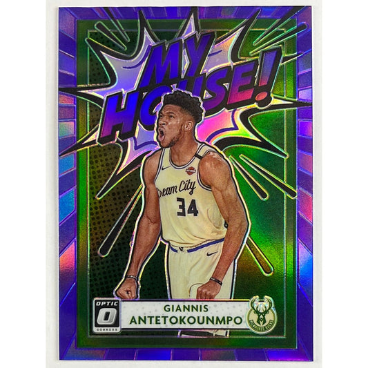 2020-21 Optic Giannis Antetokounmpo My House! Purple Holo Prizm