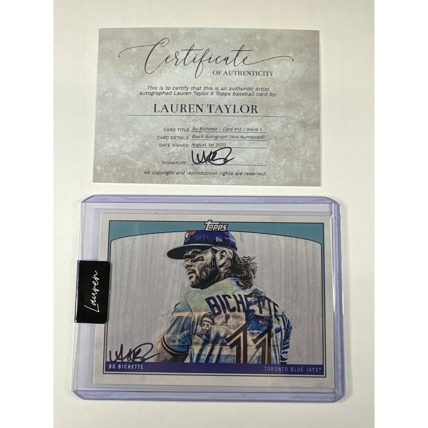 2022 Topps x Lauren Taylor Bo Bichette Artist Signed Black Auto #13