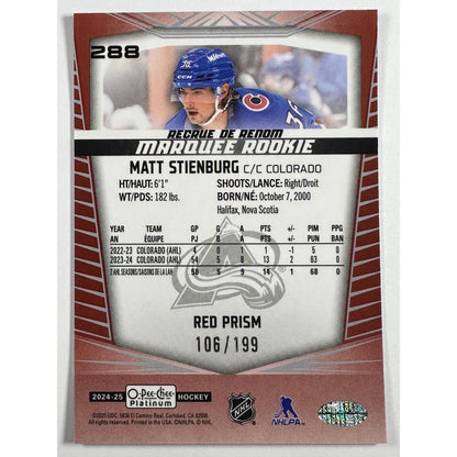2024-25 O-Pee-Chee Platinum Matt Steinburg Red Prism /199