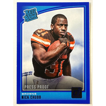 2018 Donruss Nick Chubb Blue Press Proof Rated Rookie