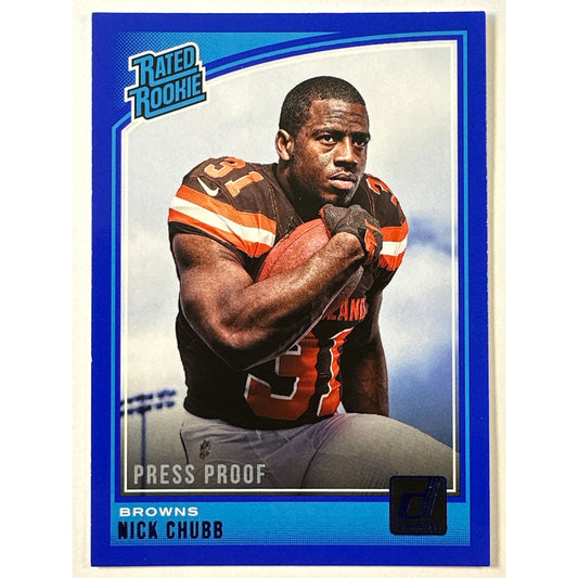 2018 Donruss Nick Chubb Blue Press Proof Rated Rookie