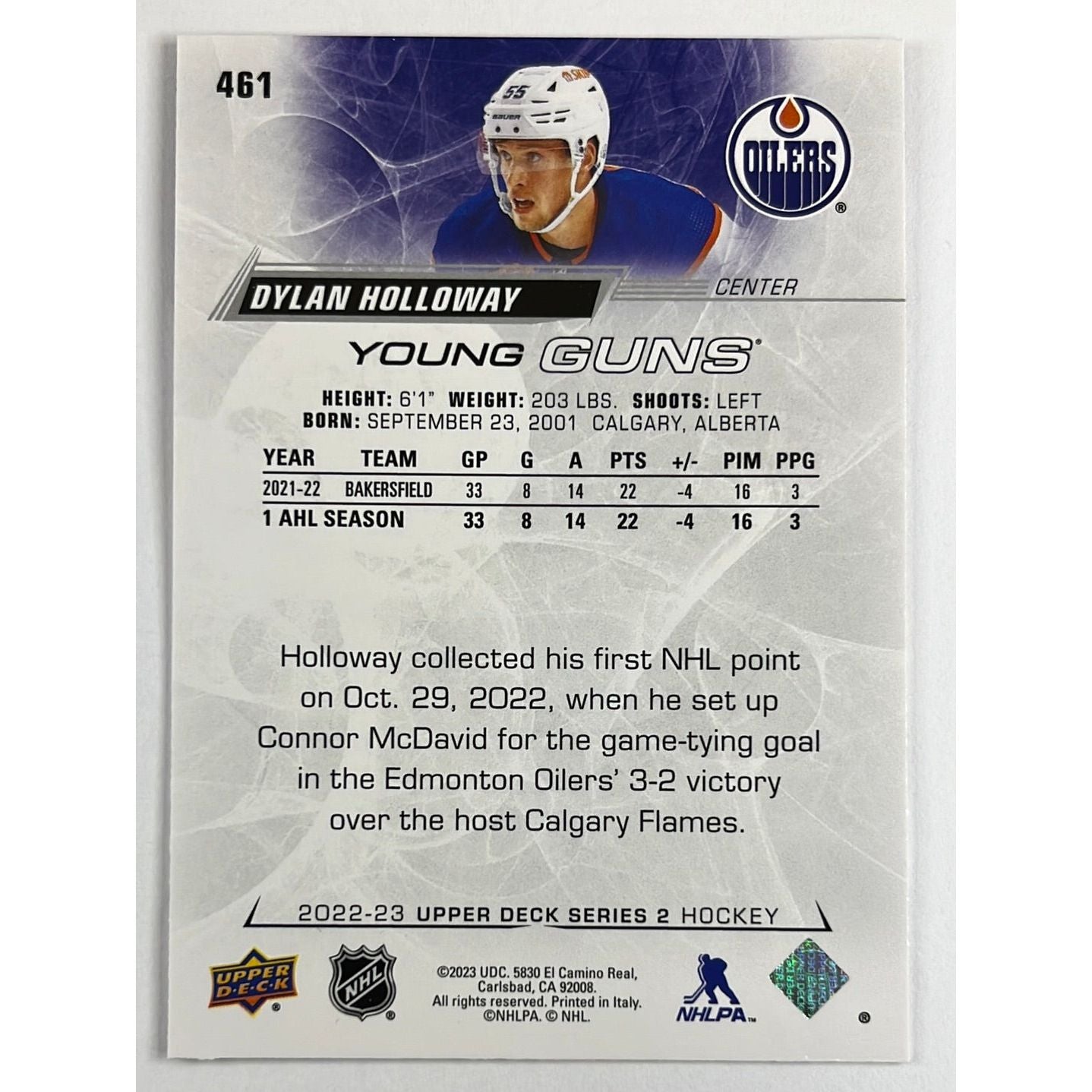 2022-23 Upper Deck Dylan Holloway Young Guns