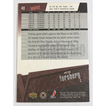 2003-04 Victory Peter Forsberg /50