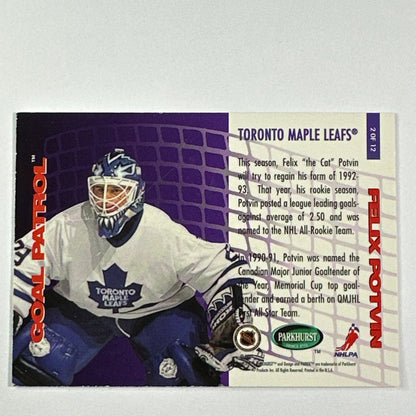 1995-96 Parkhurst Felix Potvin Goal Patrol Embossed