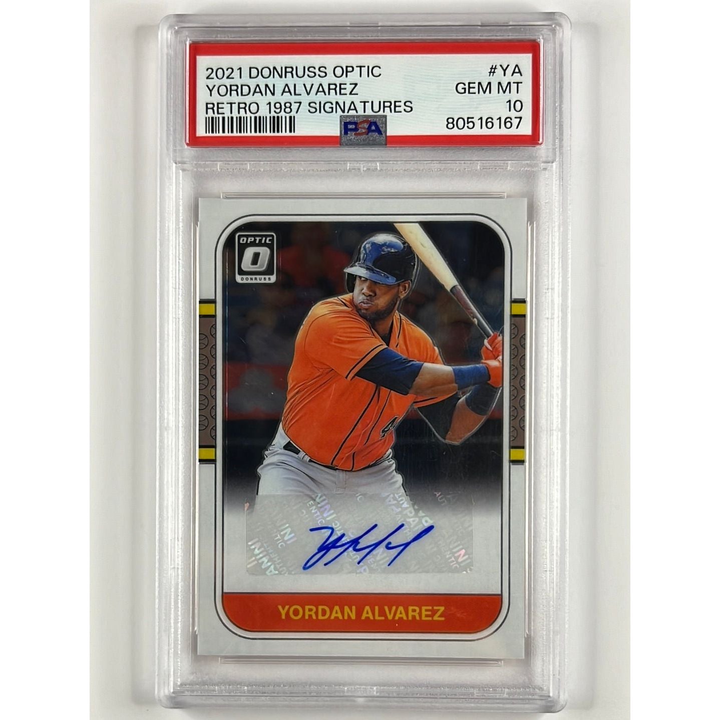 2021 Donruss Optic Yordan Alvarez Retro 1987 Signatures PSA 10 GEM MINT #YA