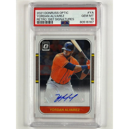 2021 Donruss Optic Yordan Alvarez Retro 1987 Signatures PSA 10 GEM MINT #YA