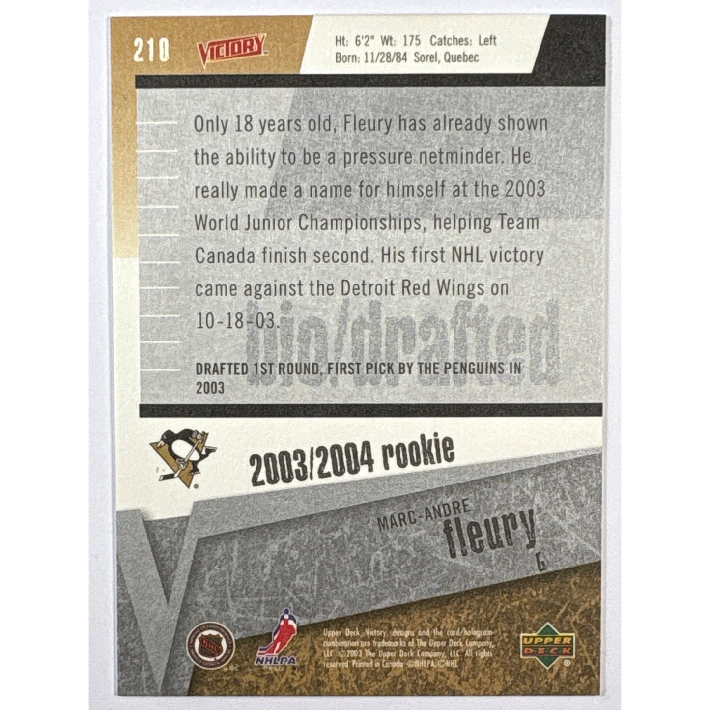 2003-04 Victory Marc Andre Fleury RC