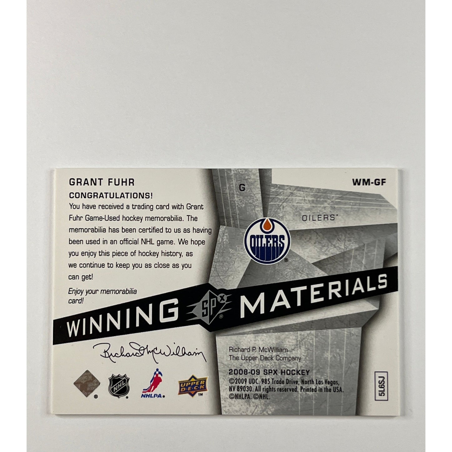 2008-09 SPX Grant Fuhr Winning Materials