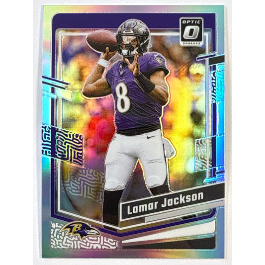 2023 Donruss Optic Lamar Jackson Silver Holo Prizm