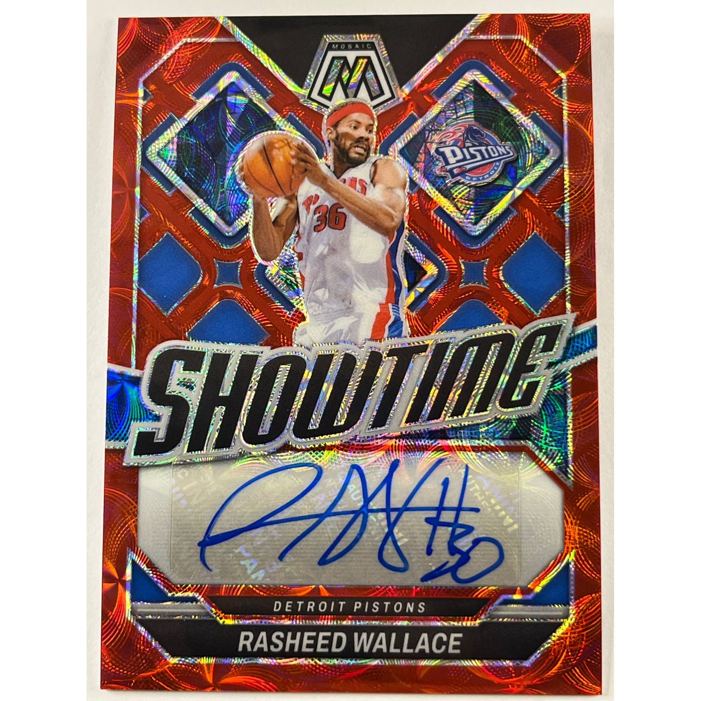 2023-24 Mosaic Rasheed Wallace Showtime Red Scope Prizm Auto