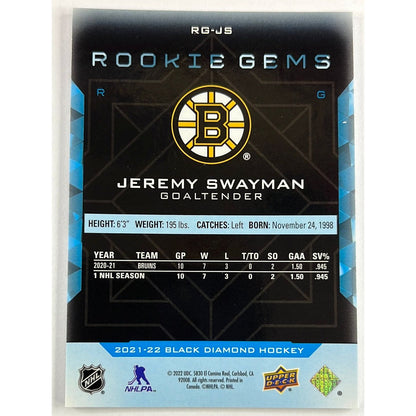 2021-22 Black Diamond Jeremy Swayman Rookie Gems /399