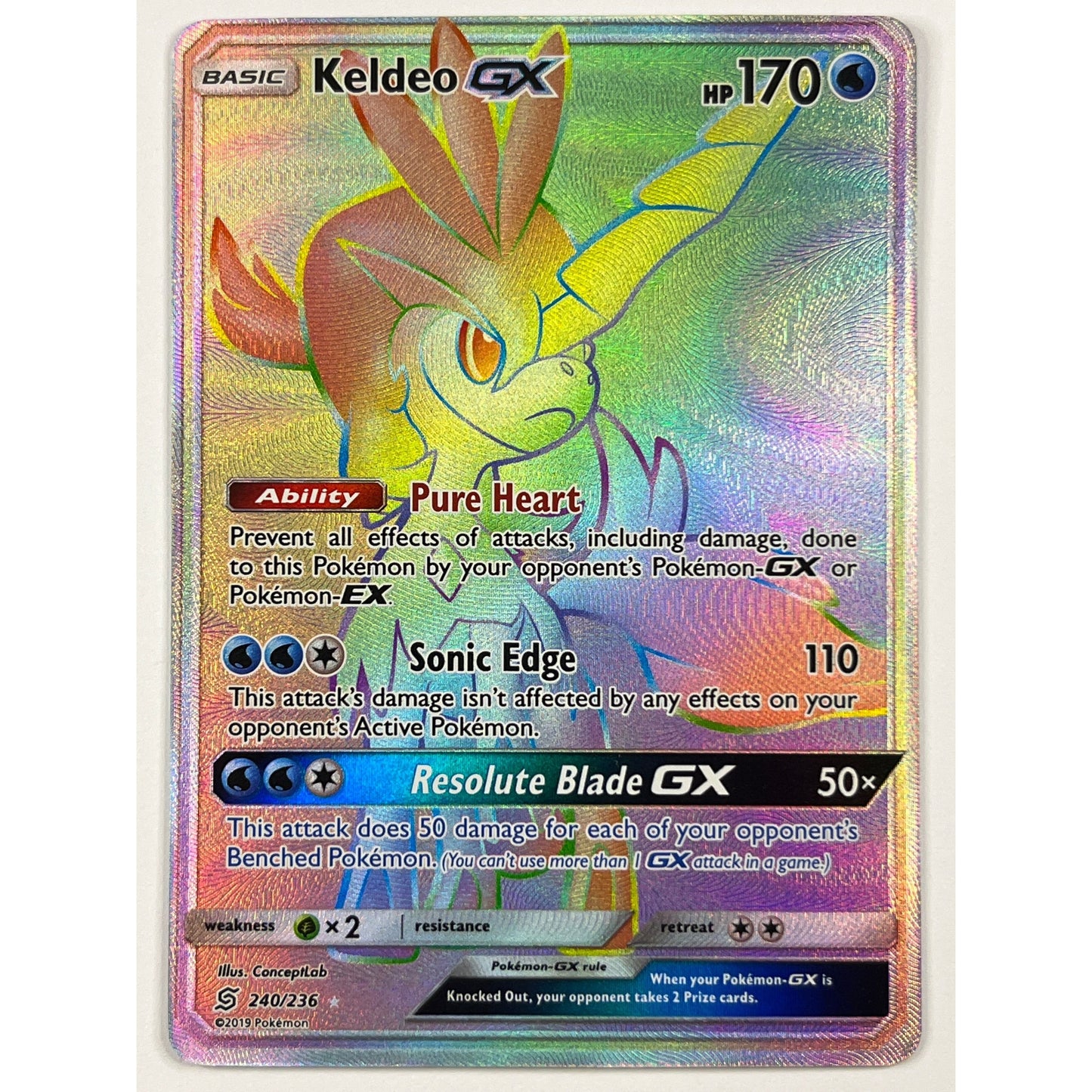 Keldeo GX Rainbow Secret Rare 240/236