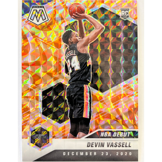 2020-21 Mosaic Devin Vassell NBA Debut Orange Camo Mosaic Prizm RC