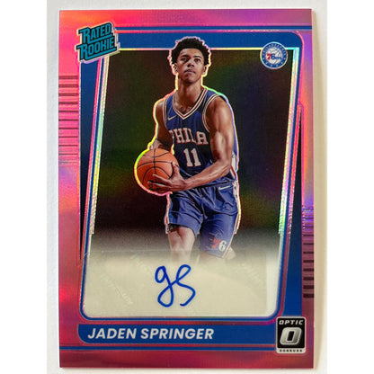 2021-22 Donruss Optic Jaden Springer Pink Holo Rated Rookie Auto /25