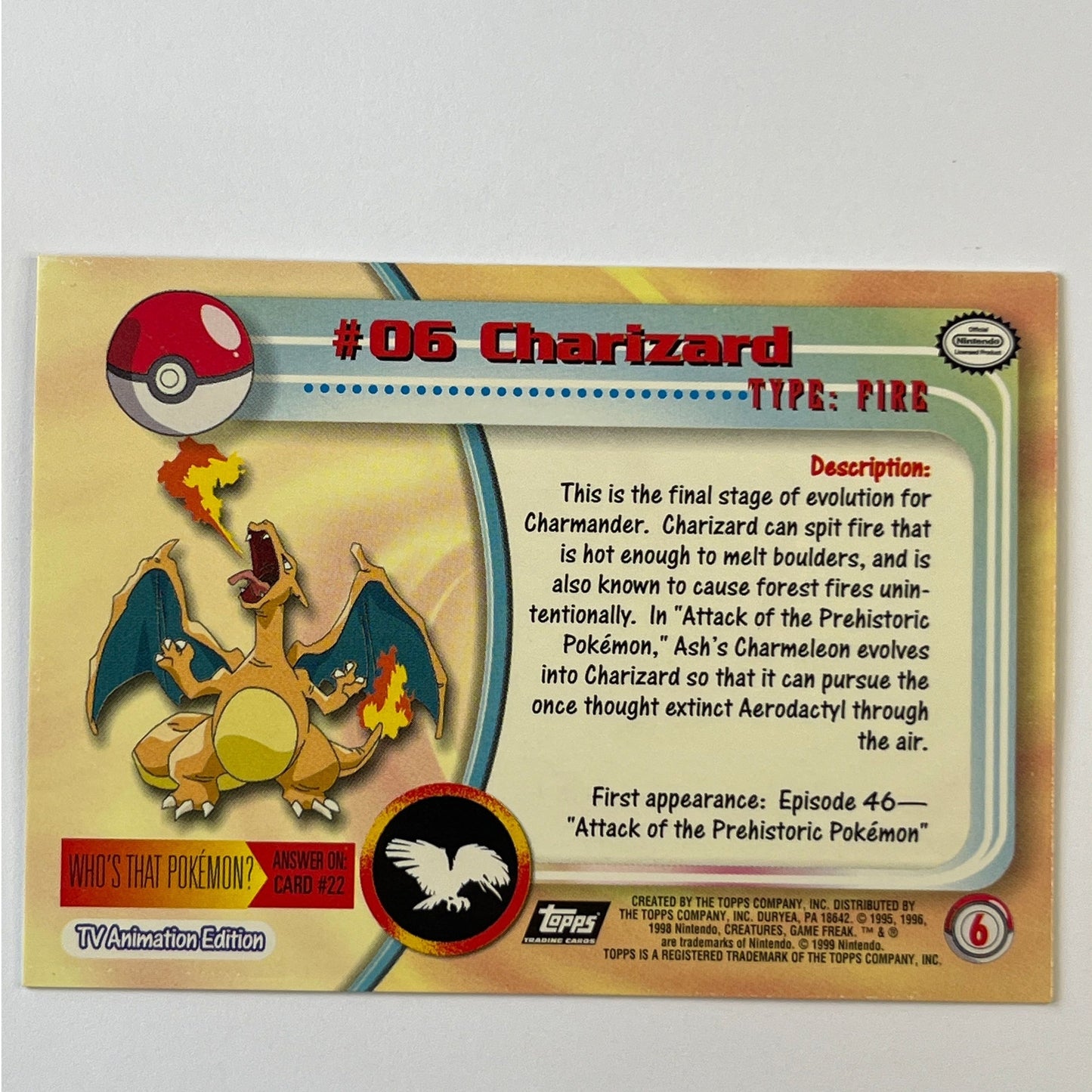 1999 Topps Charizard Textured Holo #6