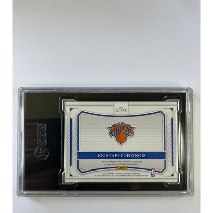 2015-16 National Treasures Kristaps Porzingis Colossal Jersey Autographed RC 11/49 SGC 9.5 MINT +