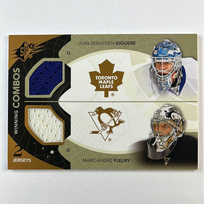 2010-11 SPX Game Used Marc-Andre Fleury / Jean-Sebastian Giguere Winning Combos Dual Game Used Patch