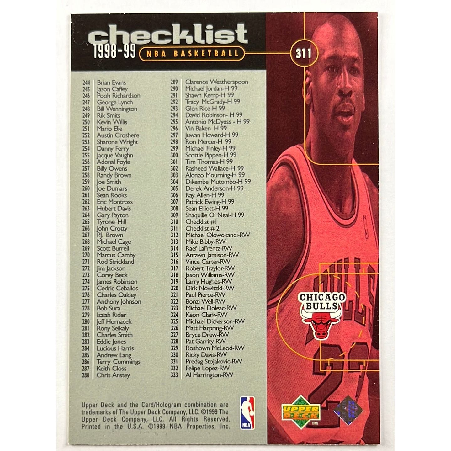1998-99 Upper Deck Michael Jordan Checklist