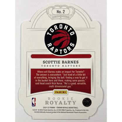 2021-22 Crown Royale Scottie Barnes Sapphire Speckle Holo Die-Cut Rookie Royalty /75 | Local Legends Cards & Collectibles