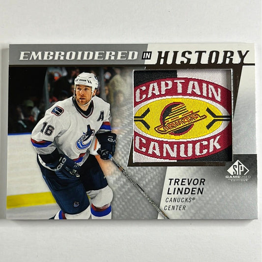 2021-22 Sp Game Used Trevor Linden Captain Canuck Embroidered In History