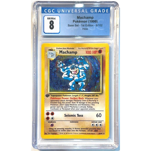 1st Edition Machamp Holo Rare 8/102 CGC 8 NEAR MINT - MINT