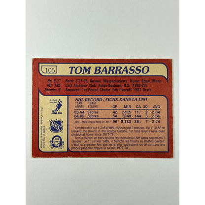 1985-86 O-Pee-Chee Tom Barrasso 2nd Year | Local Legends Cards & Collectibles