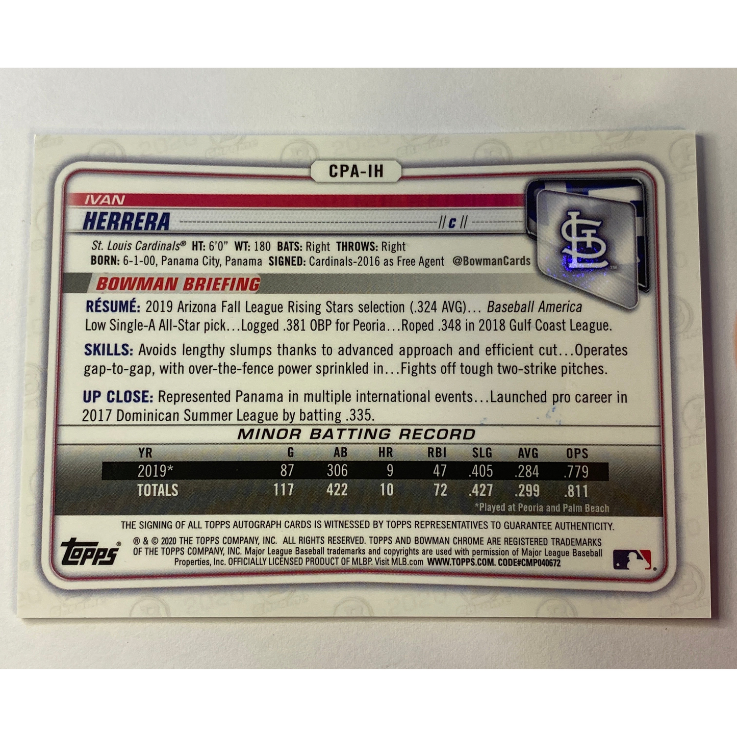 2020-21 Topps Bowman 1st Chrome Ivan Herrera Auto