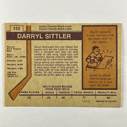 1973-74 O-Pee-Chee Darryl Sittler #132