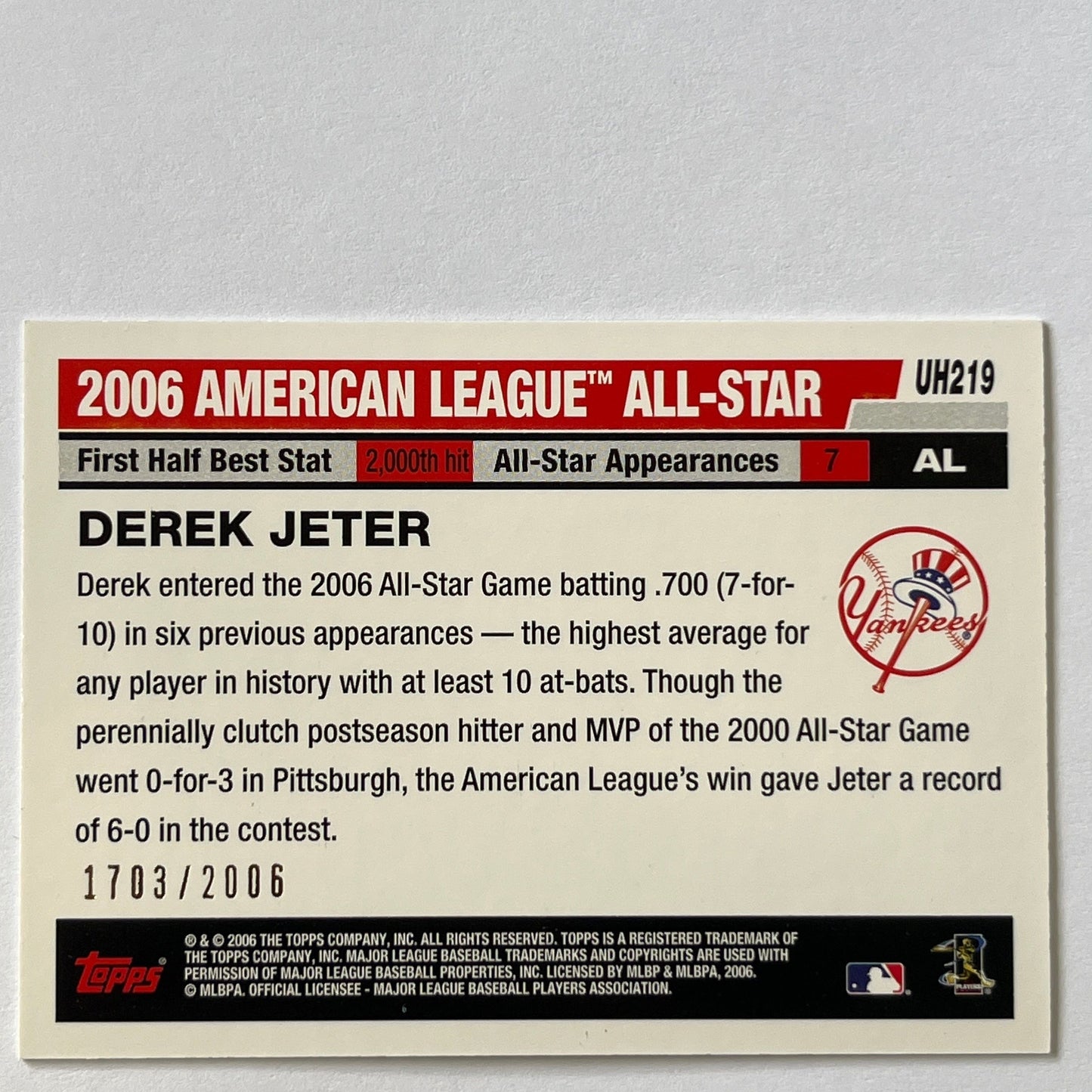 2006 Topps Derek Jeter American League All Star /2006